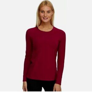 Soma Womens L Red Long Sleeve Scoop Neck Top Rayon/Spandex Blend